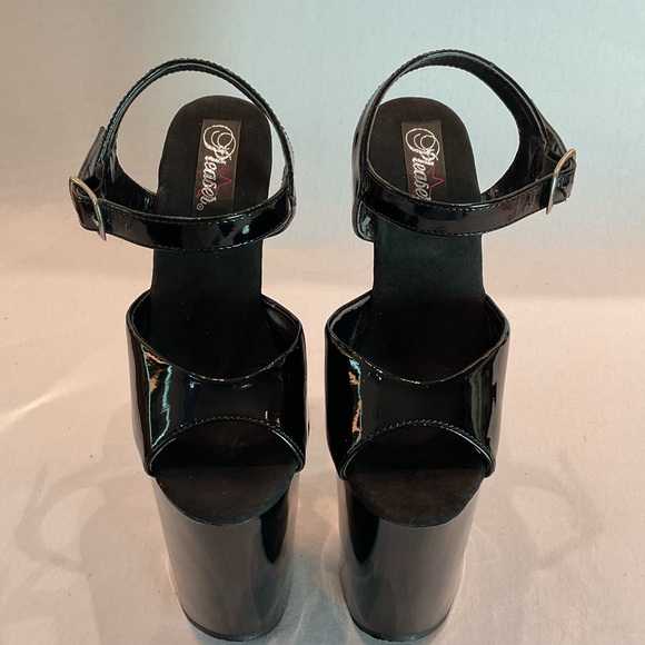 PLEASER FLAMINGO 808 Black 4inch Platform 8inch Heels Ankle strap Worn once SZ 6 - Picture 5 of 14